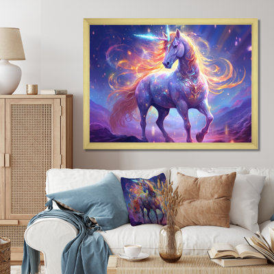 Impression sur toile Cosmic Purple Unicorn Magic I