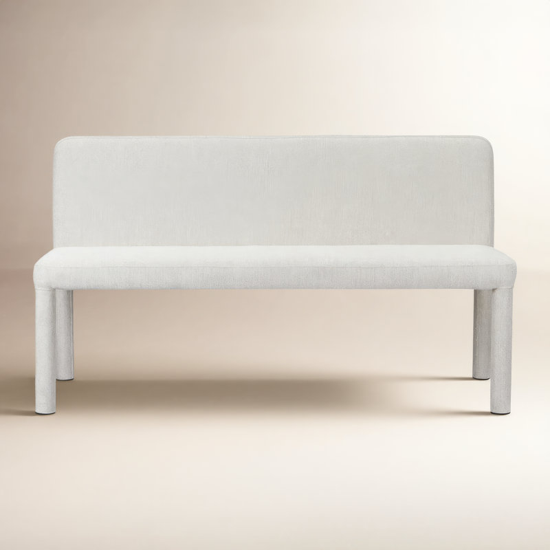 Dotty Dining Bench, Light Grey Basketweave