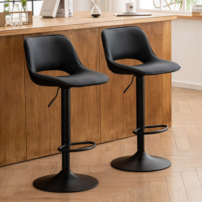 Swivel Adjustable Height Bar Stools, Faux Leather Upholstered Counter Stools, Modern Pub Stools