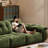 Mid-Century Green Adjustable Backrest Sofa