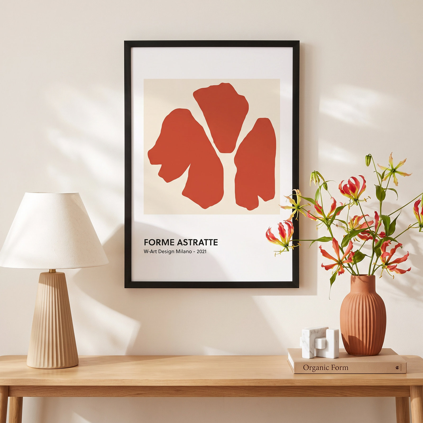 Desma "Forme Astratte Red" Print, 20" H x 14" W x 1.25" D, Black Framed Paper