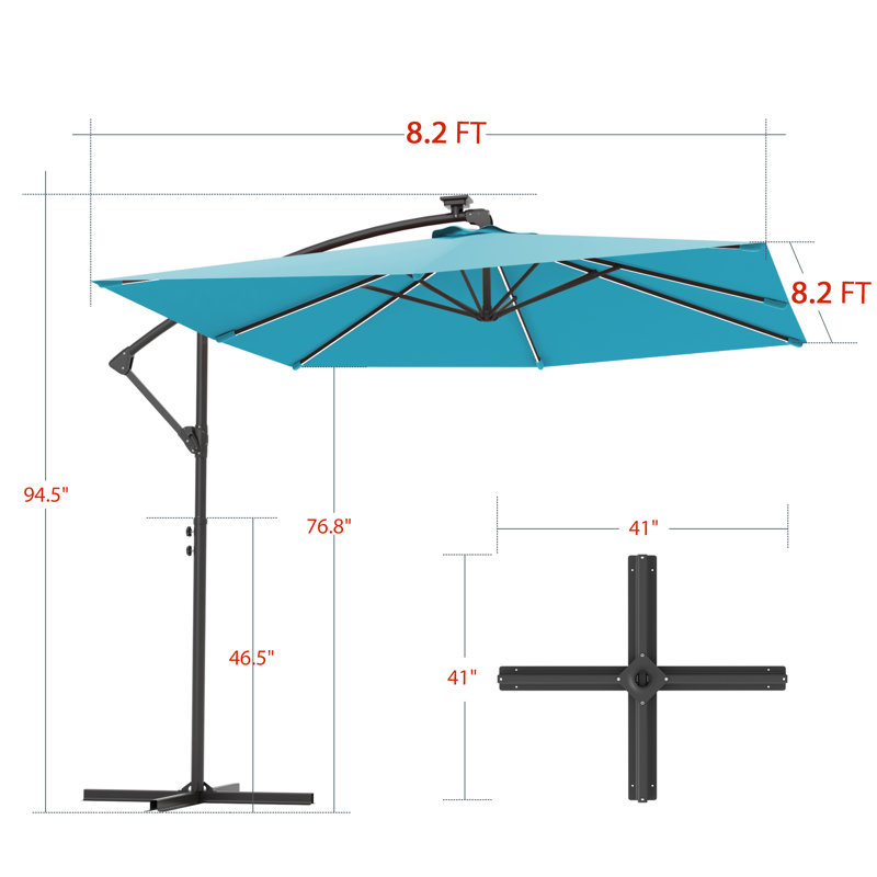 Parasol en porte-à-faux 8 pi Dushaun, Bleu lac