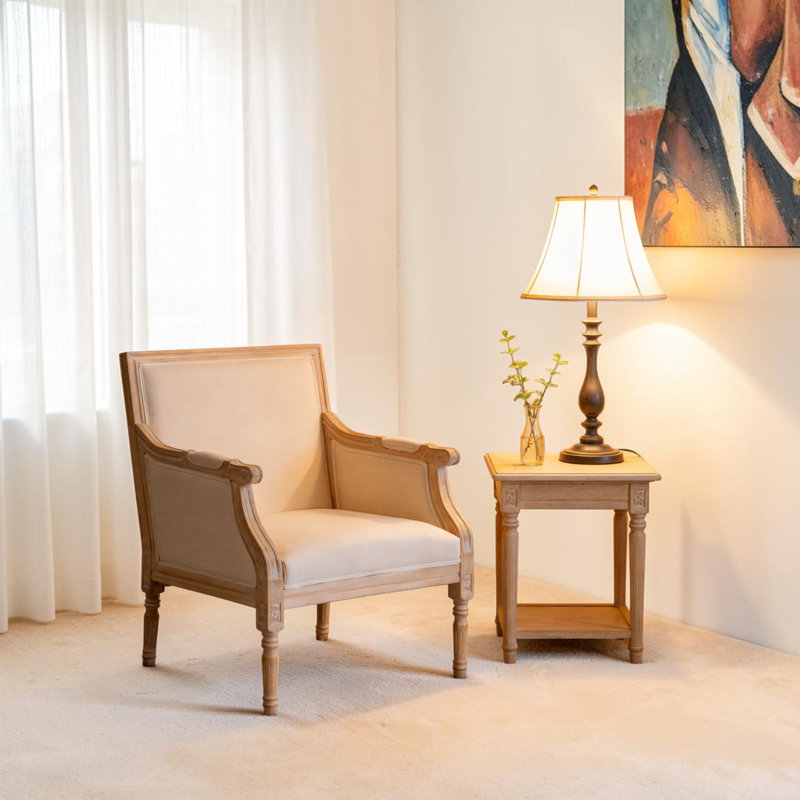 Chaise d'appoint Amando French Country, revêtement beige