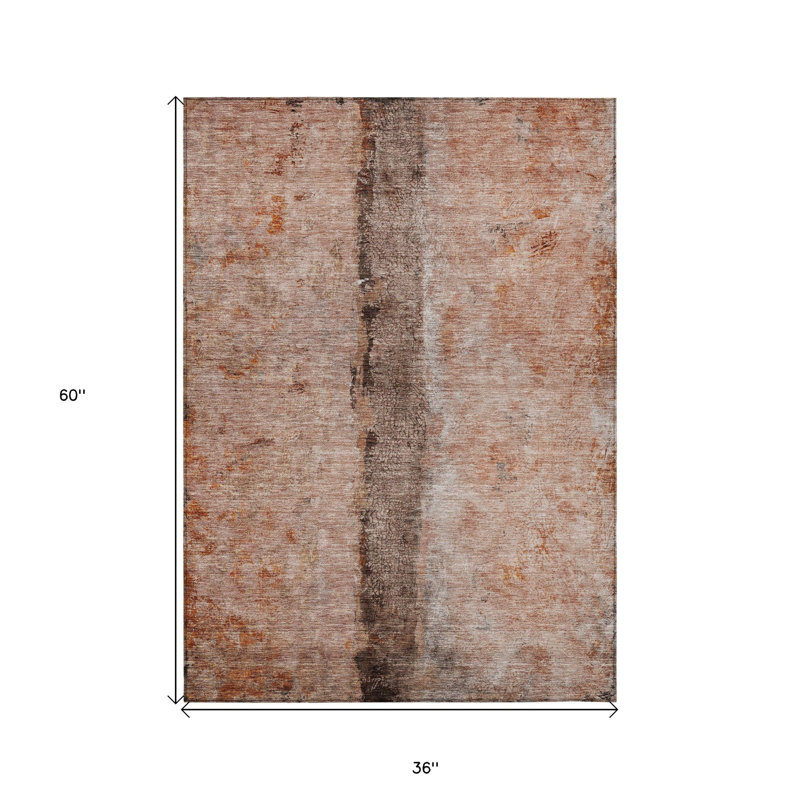 Tapis extérieur lavable abstrait orange 3 pi x 5 pi pêche et brun