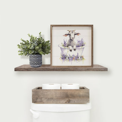 White Goat With Flowers White Tub White