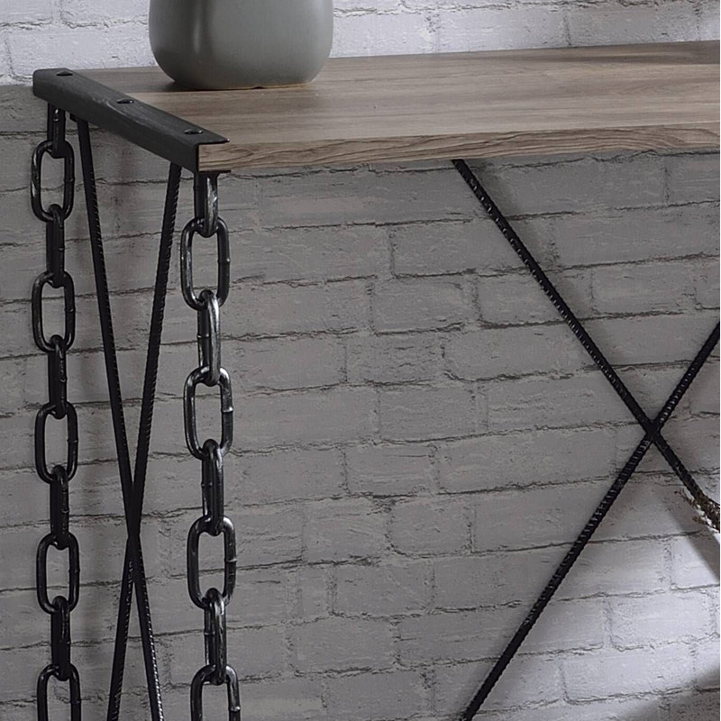 Reese Metal Console Table with Wooden Top