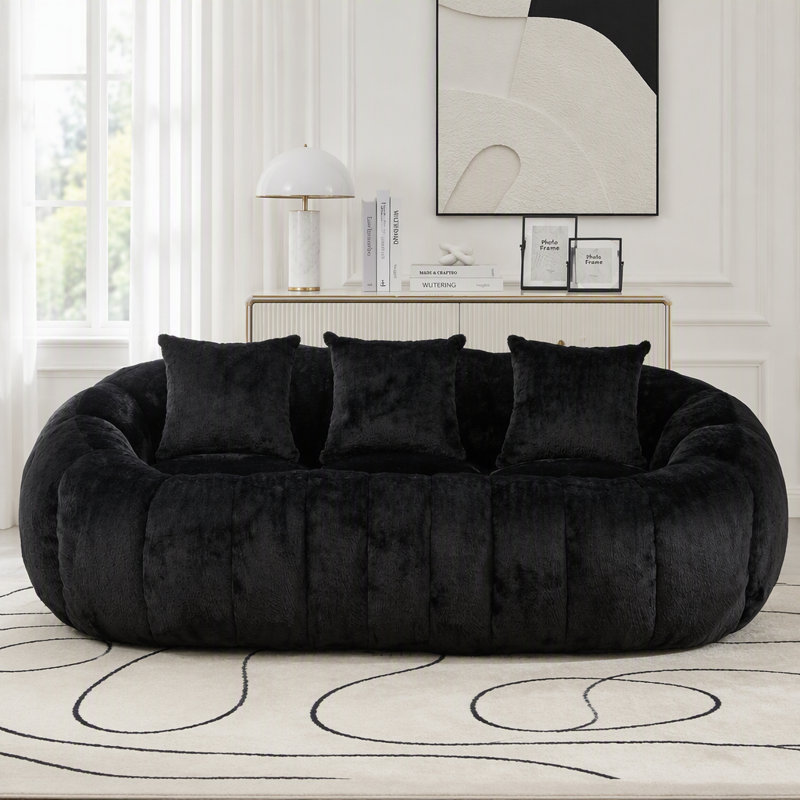 Canapé en fausse fourrure Boneless, Similifourrure noire