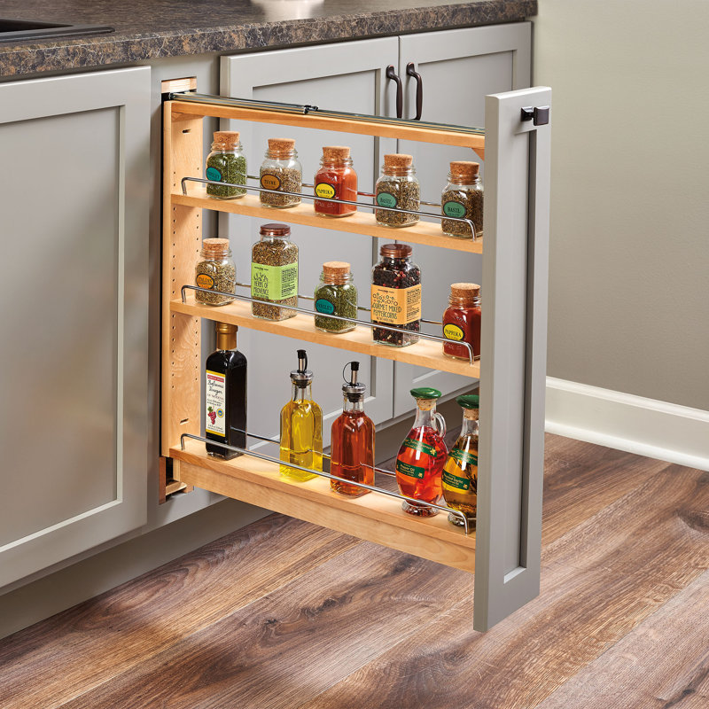 Rev-A-Shelf Wood Base Cabinet Insert Pullout Spice Rack Organizer , 6'' W