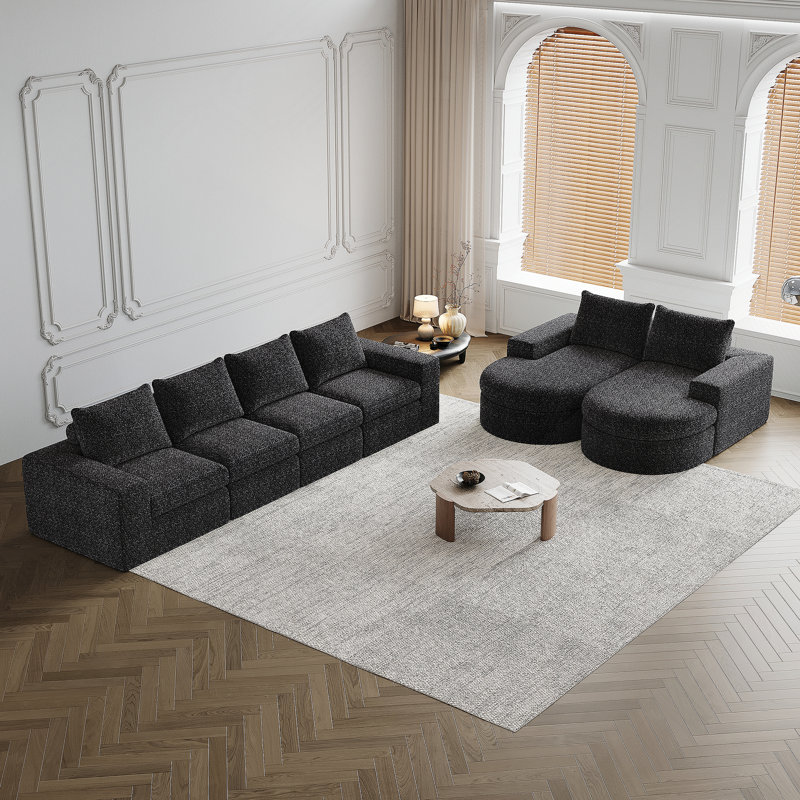 Canapé modulaire Chenille Cloud, Chenille noir