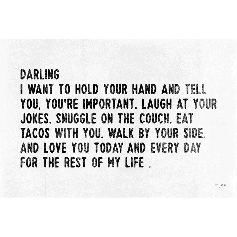 Darling I Want to… - Art textuel sur toile tendue, H 32 po x l 48 po