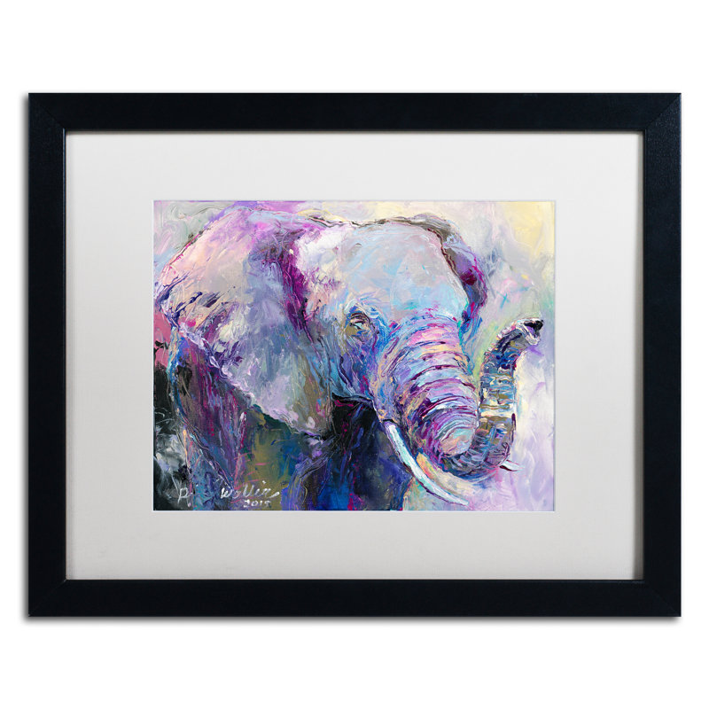 « blue éléphant », impression sur toile, H 16 po x l 20 po x P 0,5 po, Cadre noir, Blanc