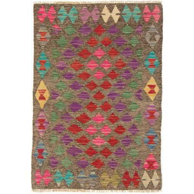 Rectangle 80 cm x 117 cm Geometric Hand Woven Kilim Area Rug