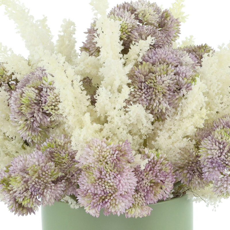 Sedum and Pampas Arranged in Ceramic Pot