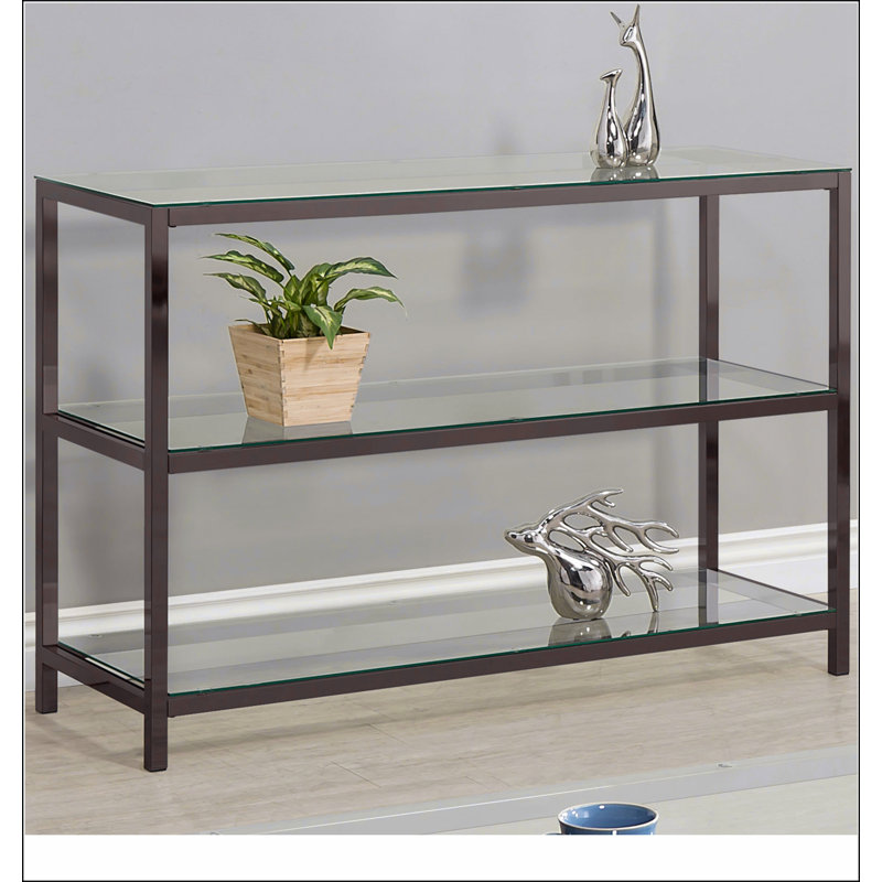 Weston Black Nickel 2-Shelf Glass Top Entryway Console Table