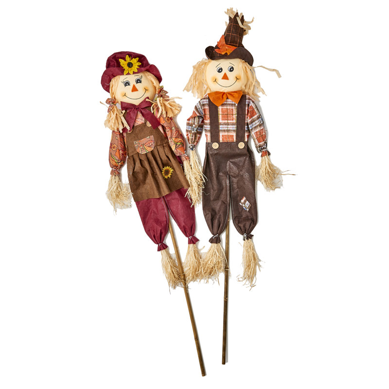 Ensemble de 2 piquets de jardin 48 "Harvest Scarecrow