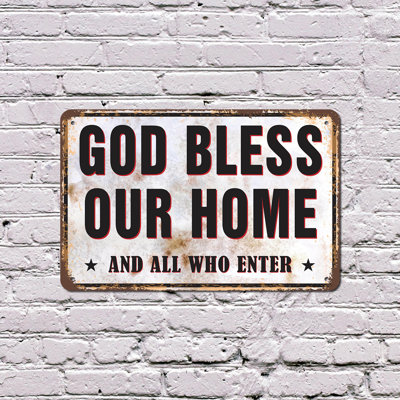 God Bless Our Home Street 10 Inch x 14 Inch Plastic Sign