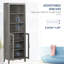 Grande armoire de rangement pour salle de bain avec tablette à 3 niveaux, armoire en verre, tour de lin autoportante avec tablettes réglables, grain de bois gris