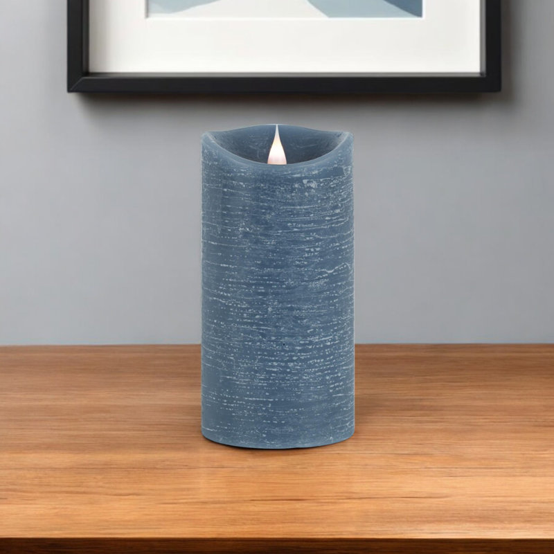 Unscented Flameless Designer;Flameless;Pillar Candle, Blue
