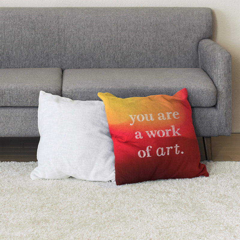 Coussin de sol œuvre d’art, H 36 po x l 36 po, Coucher de soleil