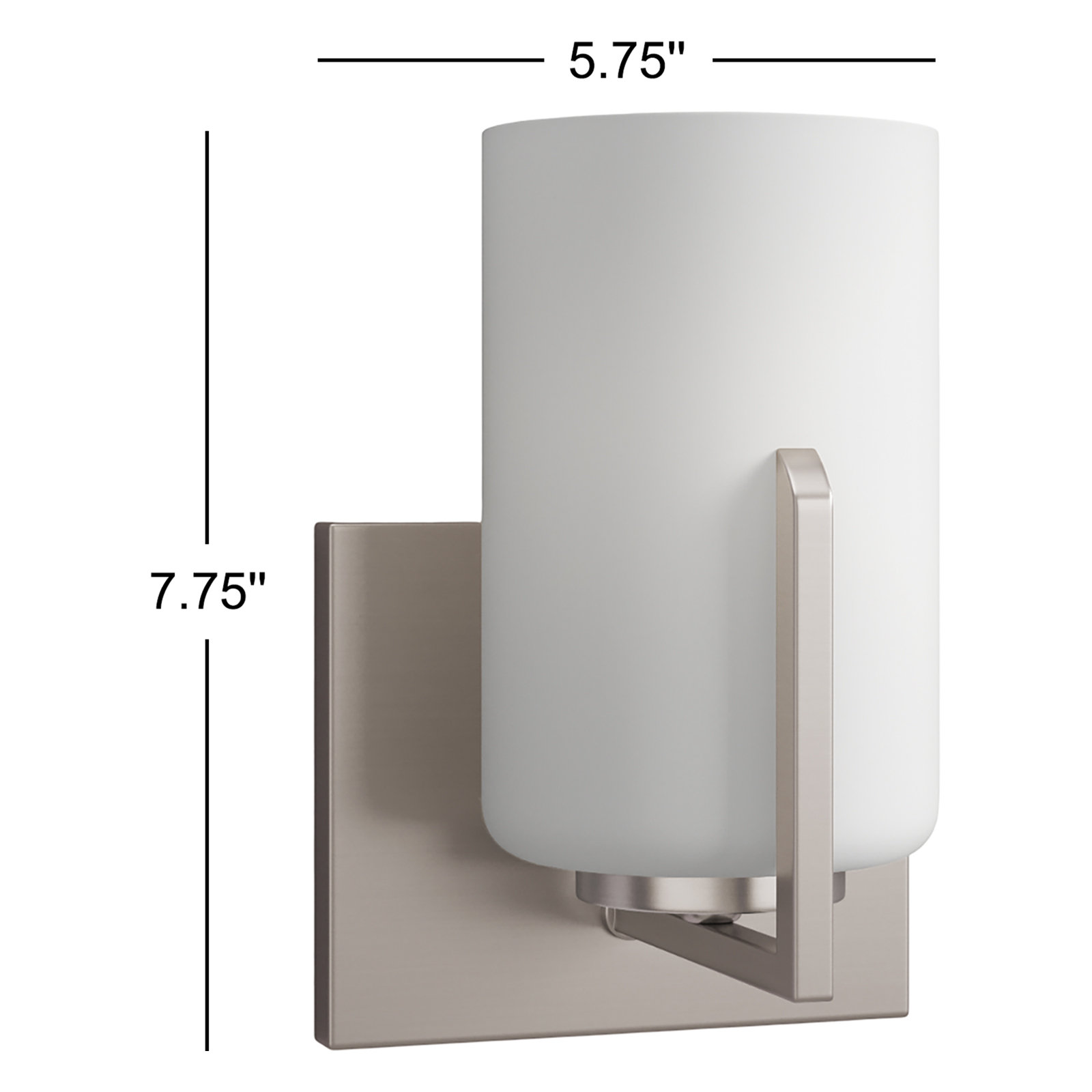 Rowanne Single Light Glass Dimmable Armed Sconce, Satin Nickel
