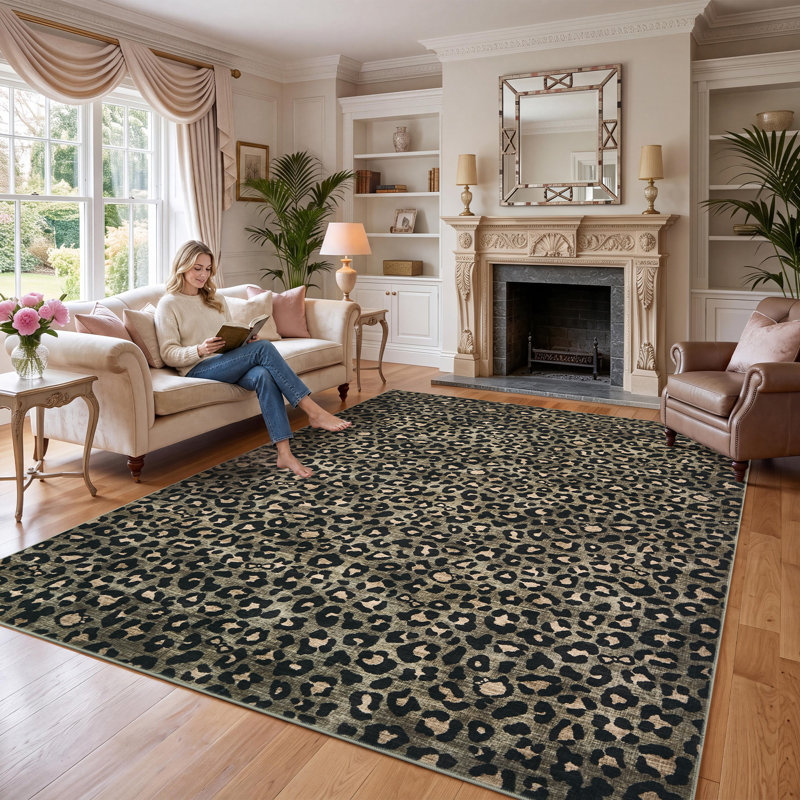 Tapis lavable pour tapis de salon, Vert, 4*6