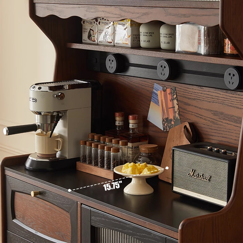Garde-manger en bois de pin massif 39 pouces avec rail d'alimentation