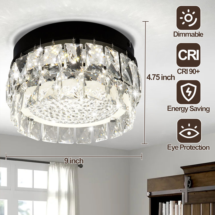 Pius LED Flush Mount Chandelier Crystal Ceiling Light Fixtures Ceiling  Mount for Bedroom Bathroom