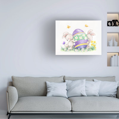 MAKIKO Easter Rabbits And Egg Canvas Art