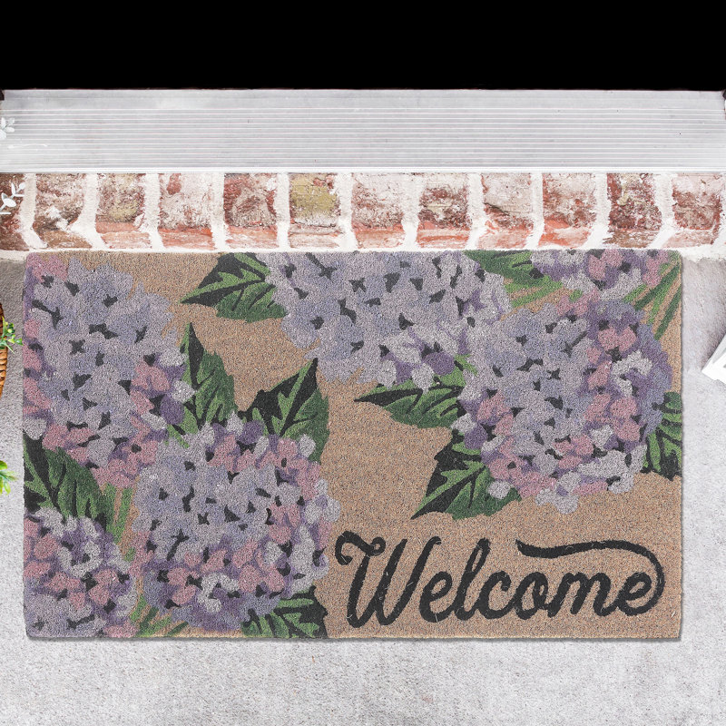 Tapis de porte d'intérieur Hyrangea Welcome, L 18 po x L 30 po
