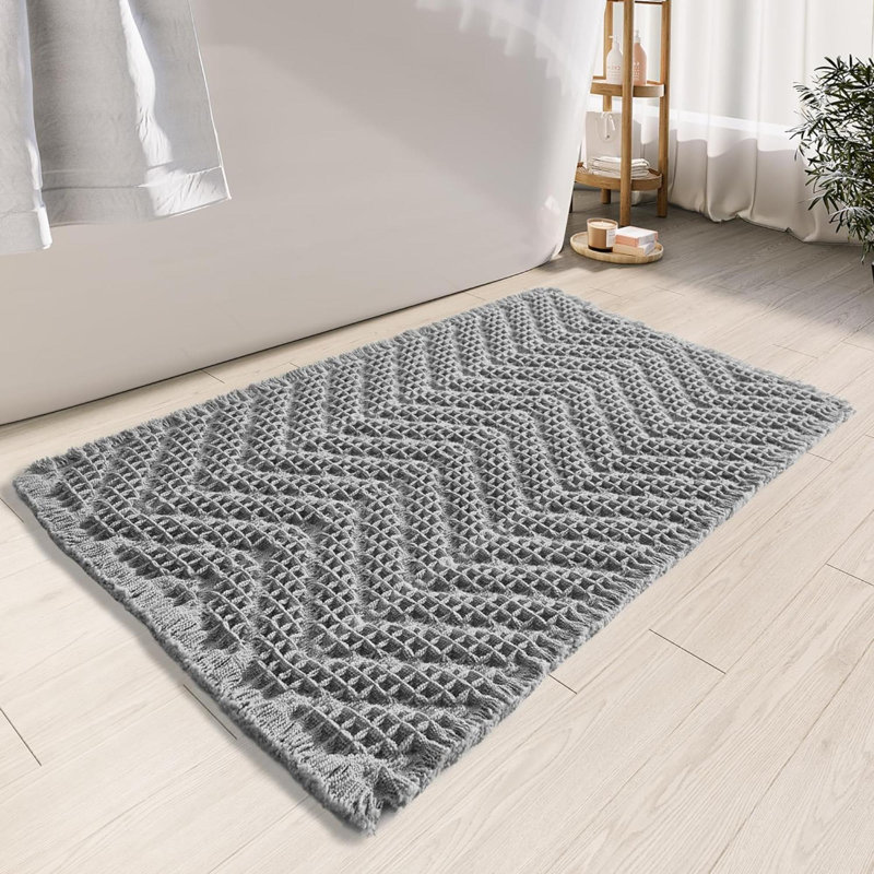 Nathalee Non-Slip Bath Mat, 16" L x 24" W, Gray