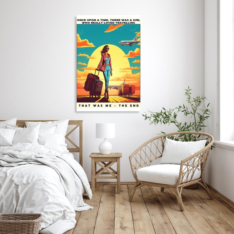 Une fille aimée qui voyage - 1 pièce, impression d'art graphique rectangulaire sur toile tendue