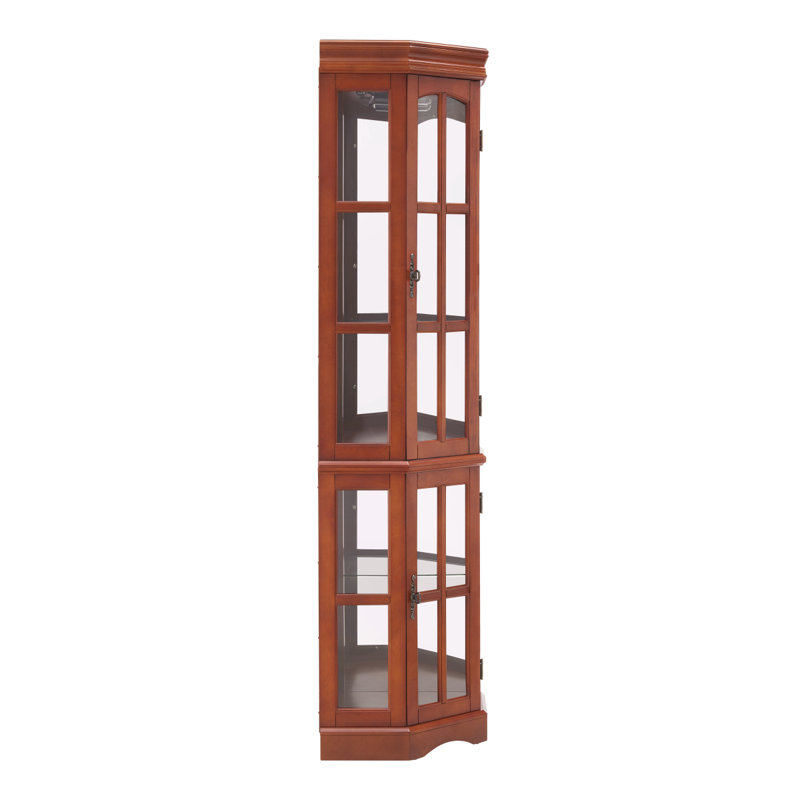 Vitrine de coin, 5 tablettes, Noyer