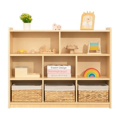 8 Compartment Montessori Shelf, Ideal Toy Storage with Back 31.5