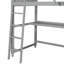 Lit mezzanine simple gris avec tablettes fonctionnelles et bureau, fabrication en bois massif robuste, tablette de bureau pour les adolescents-1951322568