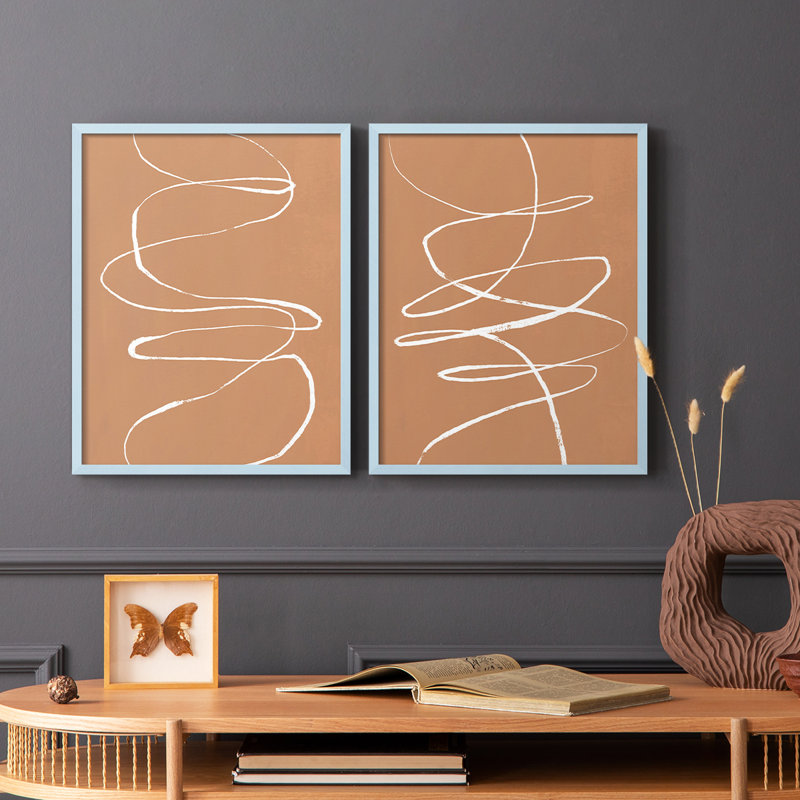 Terracotta Drift I-Premium, reproduction encadrée prête à accrocher - aucun clou requis - aucun clou requis, Bleu
