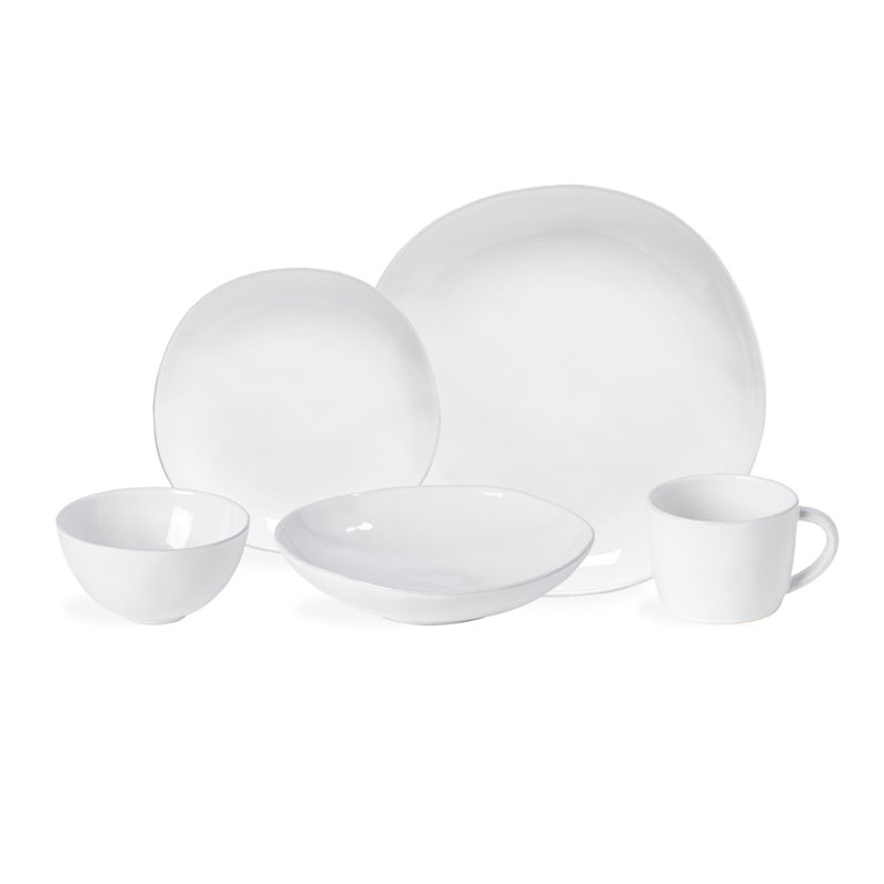 Livia Stoneware Dinnerware Set, White