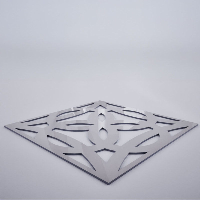 Baytown Decorative Fretwork Acrylic Wall Panels, Small, 11 3/8"W x 11 3/8"H x 1/8"TGrey, Gray