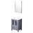 24 In. W Dark Grey Bathroom Vanity Boasts White Ceramic Top, 22 Attached Slim Wall Mirror, Soft - Closing Drawers, And Scratch Design Width Bath With Hanging Rectangular Close Function, Ample