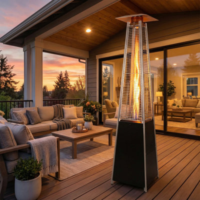 48000 BTU Outdoor Propane Patio Heater With Wheels,Tip-Over Safety Shut-Off For Backyard & Deck