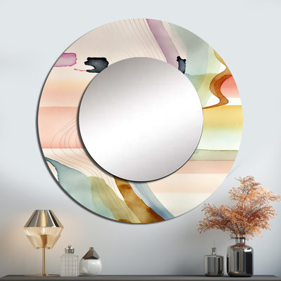 Multi-Colour Abstract Waves III - Modern Round Mirror Wall Decor_MTMIR55783