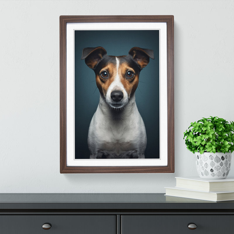 Jack Russell Minimalism No.3 - Single Picture Frame Print on Wood, Walnut, 34cm H x 25cm W x 2cm D