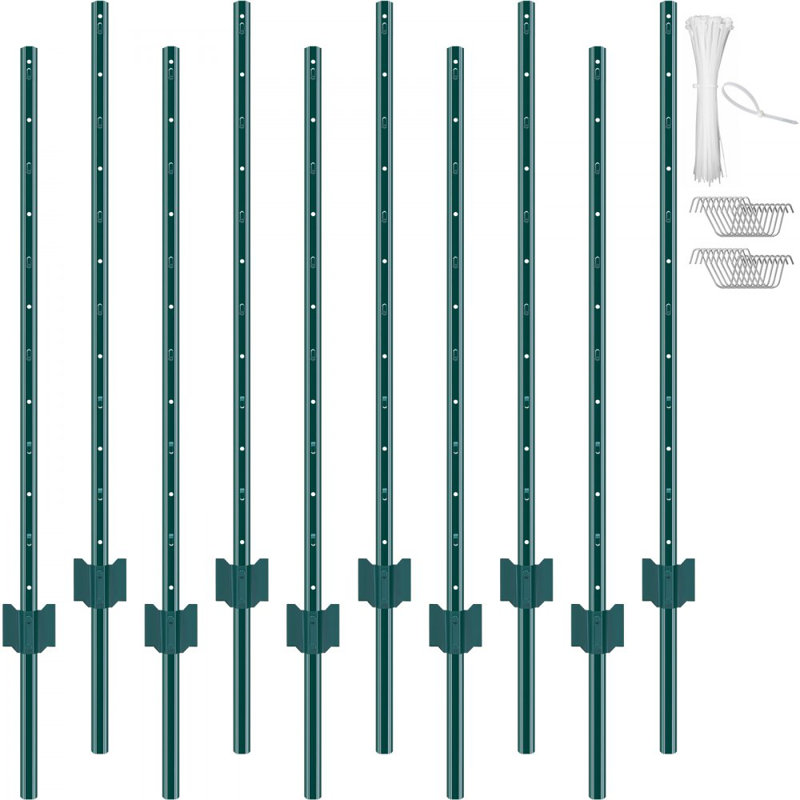 Paquet de 10 poteaux de clôture T-Post, H 83,98 po x l 0,59 po x P 3,41 po