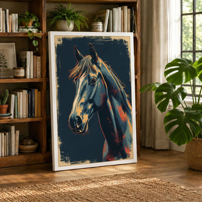 Golden Horse in Profile Vintage - Wrapped Canvas