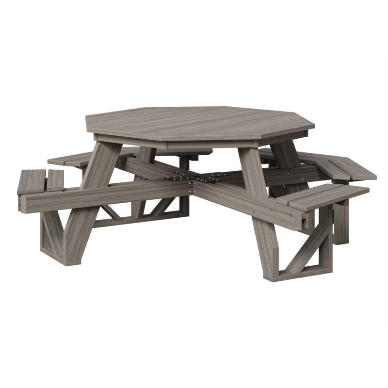 Table de pique-nique octogonale Ada, Bois flottant gris