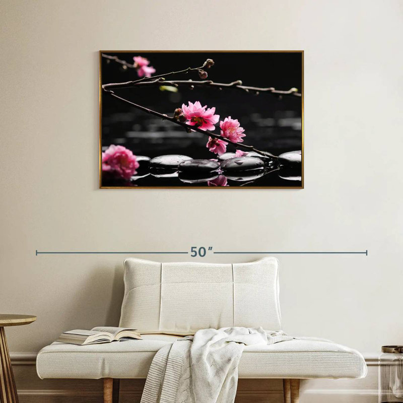 Cerisier en fleurs, Cadre flottant doré, 37 po x 25 po
