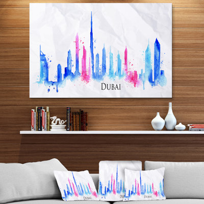 Silhouette colorée de Dubaï - peinture sans cadre sur métal