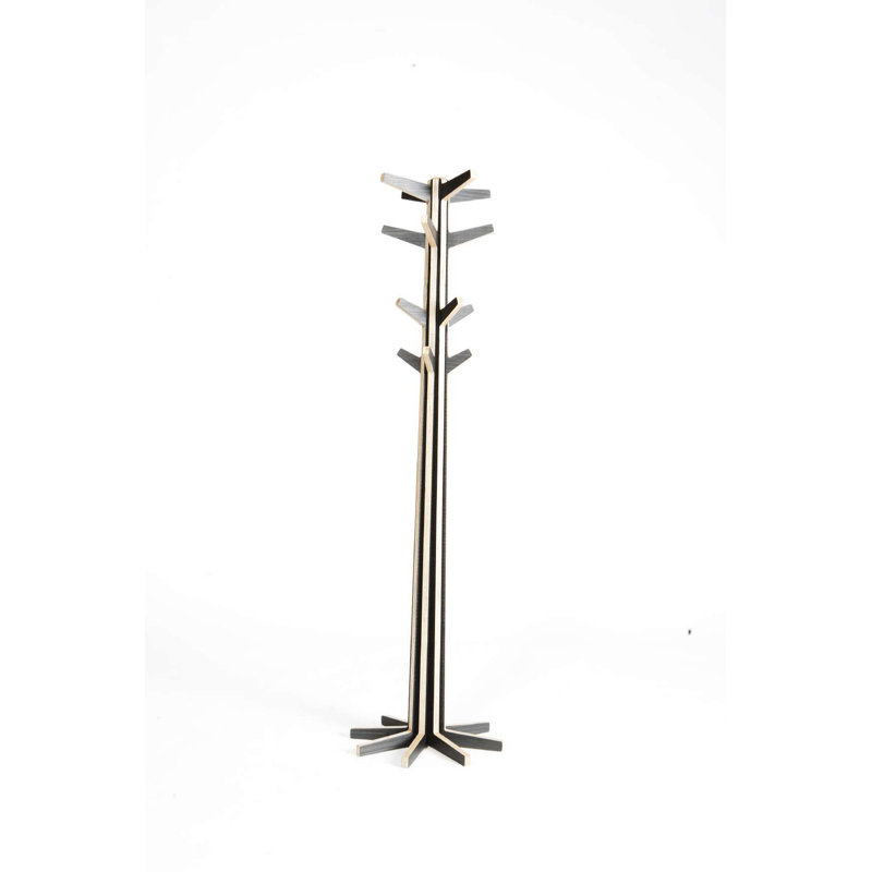 Pirwi Freestanding 16 - Hook Coat Rack, Black