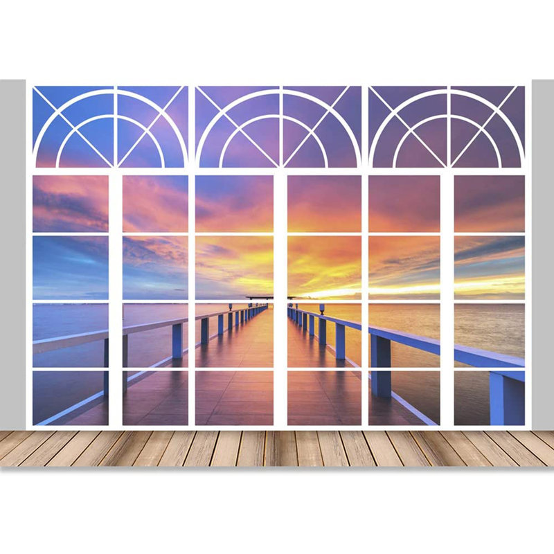 Adhésif mural fenêtre vue de la nature, L 100 po x l 144 po