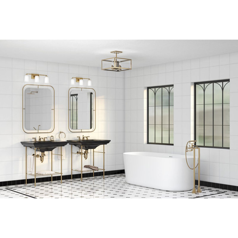 Éclairage pour meuble-lavabo industriel à trois lumières, Or brossé