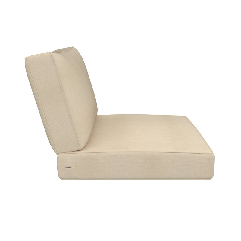 Wayfair Custom Outdoor Deep Seating Cushion With Sunbrella Fabric, 25" W x 26" D, Canvas Flax
